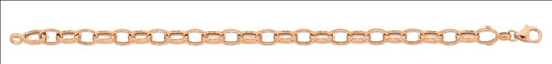 9Ct Rose Gold Silver Filled Oval Belcher Bracelet - 19Cm