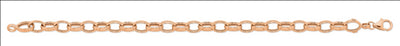 9Ct Rose Gold Silver Filled Oval Belcher Bracelet - 19Cm