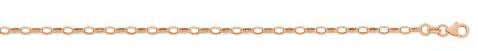 9Ct Rose Gold Silver Filled Small Oval Belcher Bracelet - 19Cm