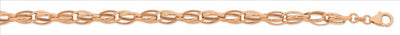 9Ct Rose Gold Silver Filled Oval Double Belcher Bracelet - 19Cm