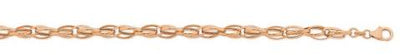 9Ct Rose Gold Silver Filled Oval Double Belcher Bracelet - 19Cm