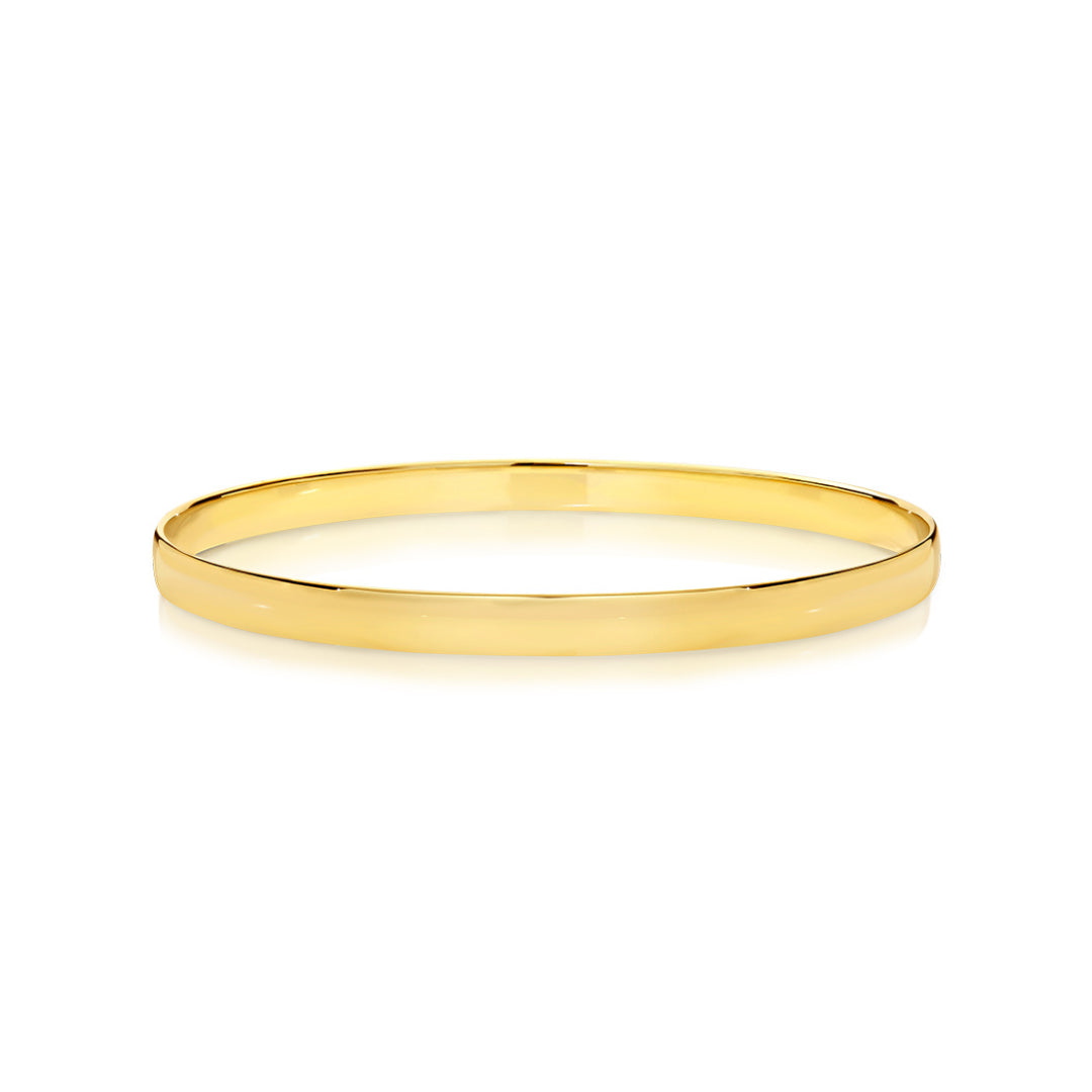 9Ct Yellow Gold Half Round Golf Bangle - 5Mm Wide - 65Mm I.D