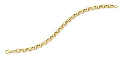 9Ct Yellow Gold Silver Filled Round Belcher Link Bracelet With Parrot Clasp - 19Cm