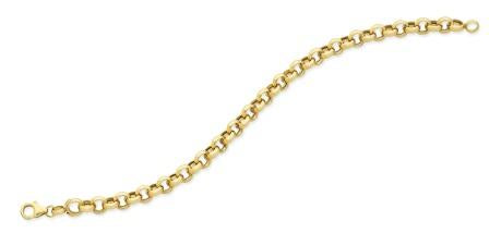 9Ct Yellow Gold Silver Filled Round Belcher Link Bracelet With Parrot Clasp - 19Cm