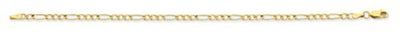 9Ct Yellow Gold Silver Filled 3 + 1 Figaro Bracelet - 19Cm