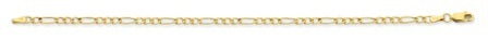9Ct Yellow Gold Silver Filled 3 + 1 Figaro Bracelet - 19Cm