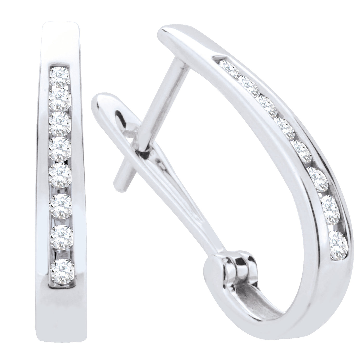 White Gold Diamond Oval Huggies