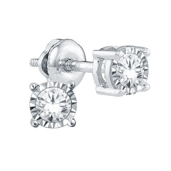 White Gold Illusion Diamond Stud Earrings