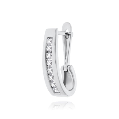 White Gold Oval Channel Set Diamond Huggies