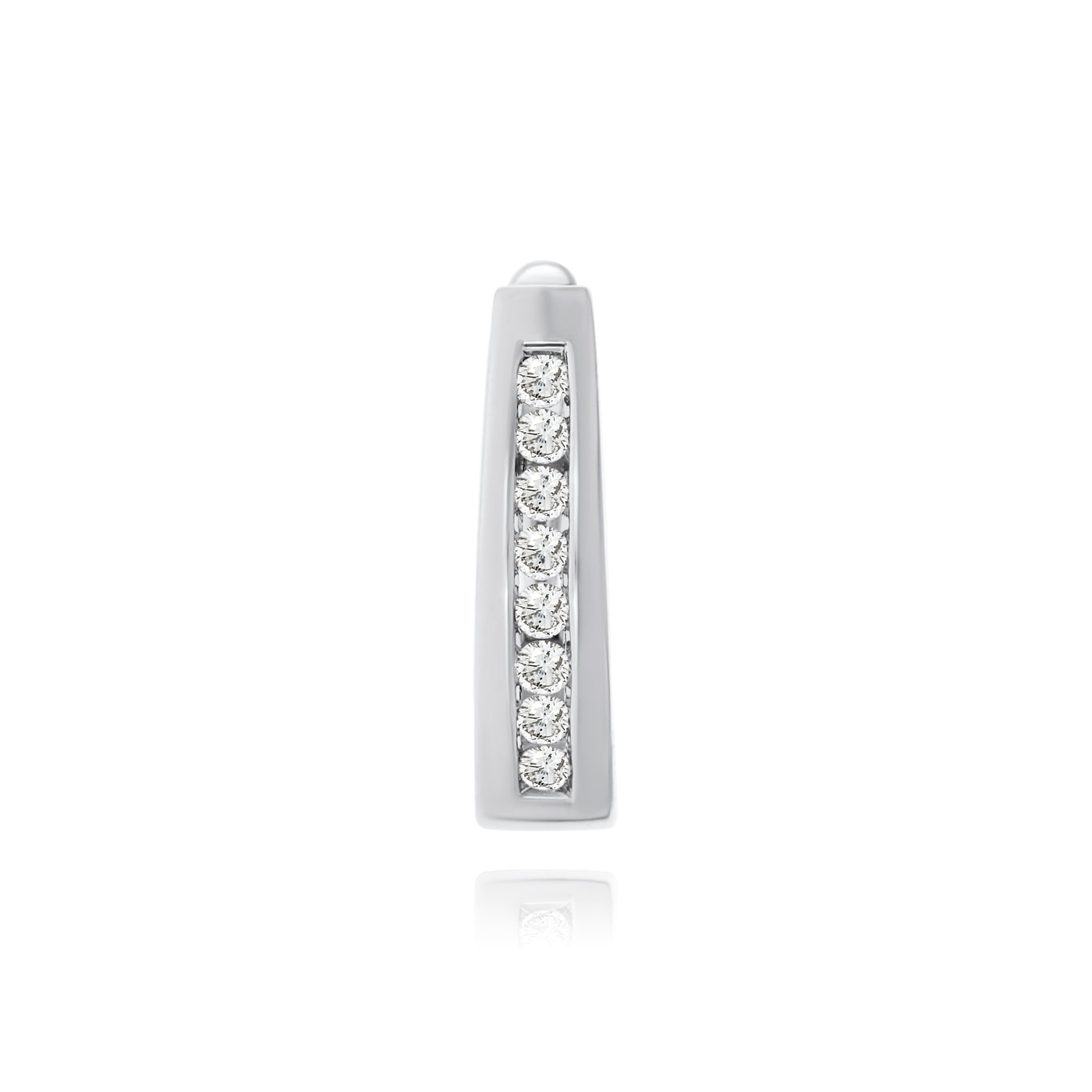 White Gold Oval Channel Set Diamond Huggies