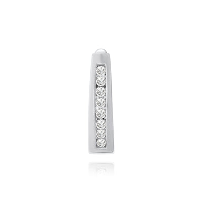 White Gold Oval Channel Set Diamond Huggies