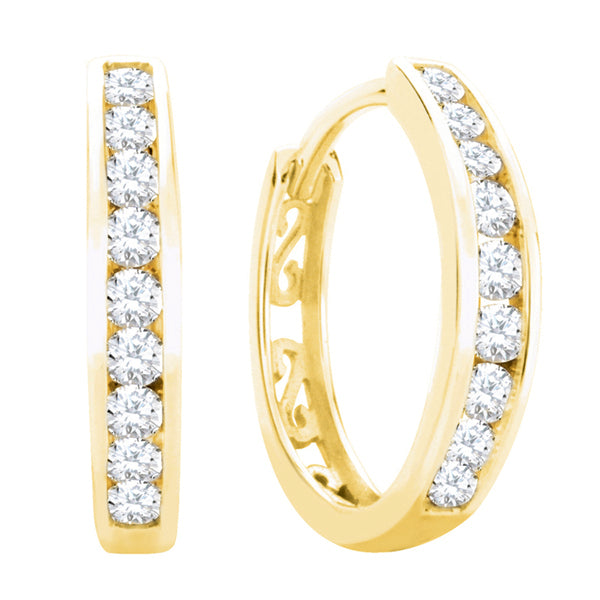 Yellow Gold Small Diamond Huggie Earrings