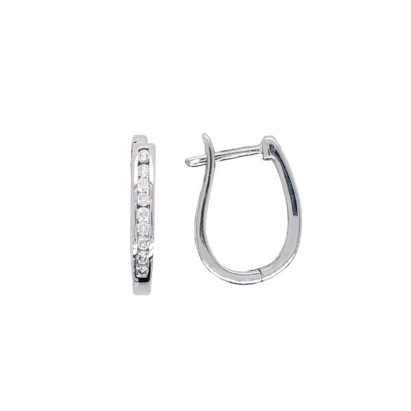 White Gold Channel Set Diamond Oval Huggies