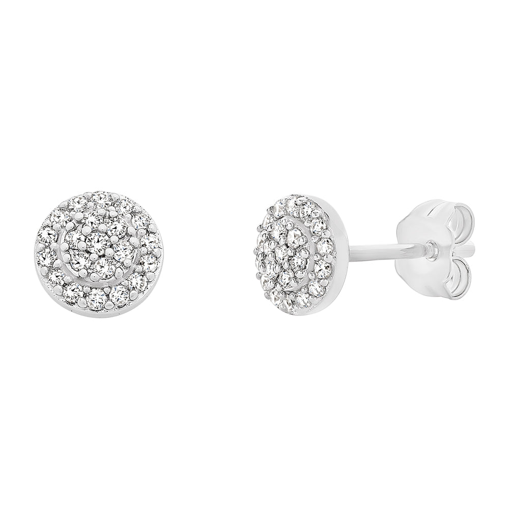 9Ct White Gold Pave Set Diamond Studs