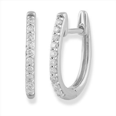 9Ct White Gold Diamond Huggies