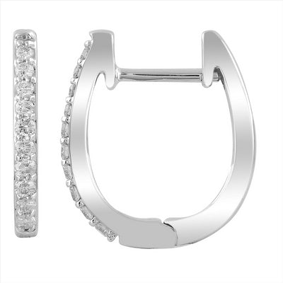 9Ct White Gold Diamond Huggies