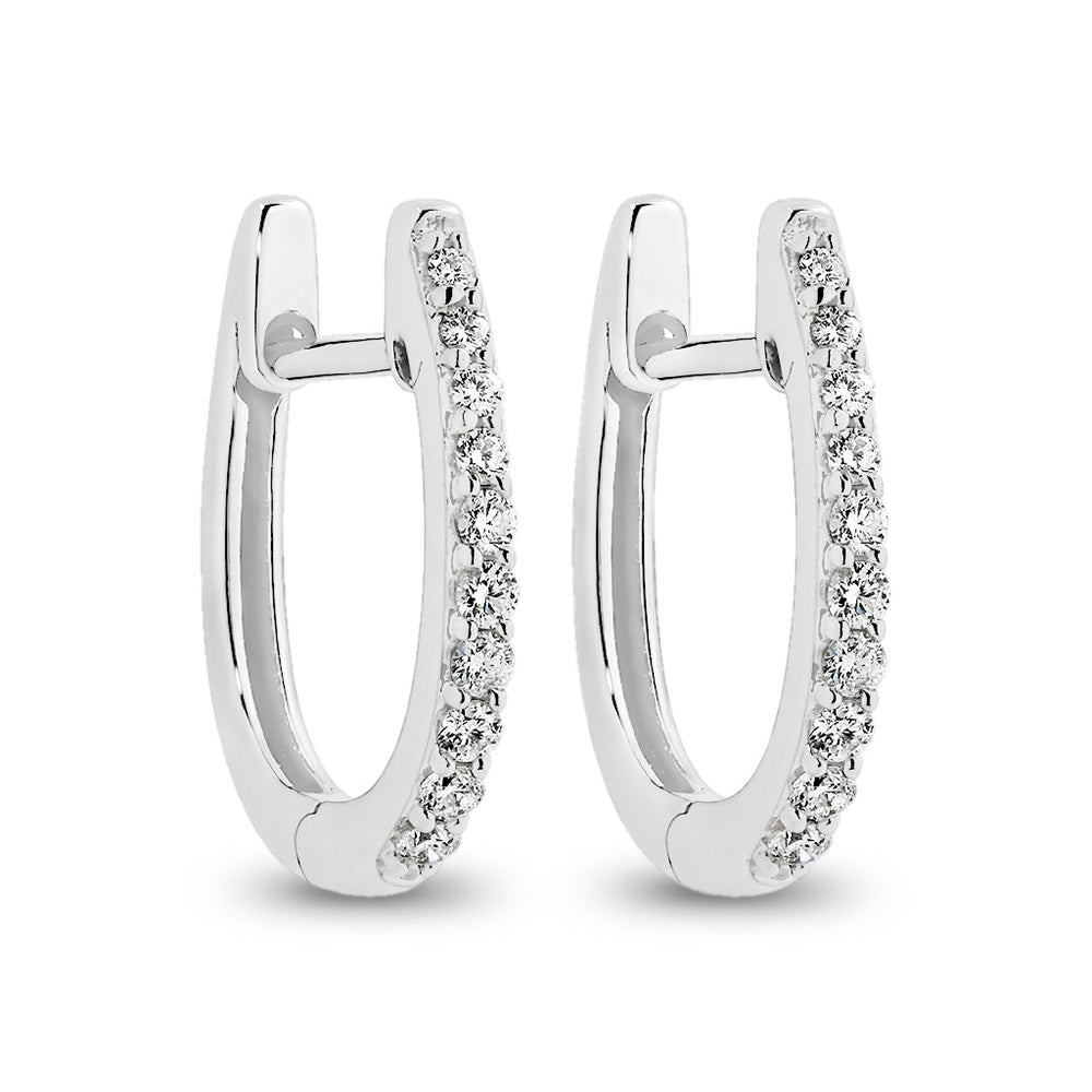 9Ct White Gold Diamond Huggies