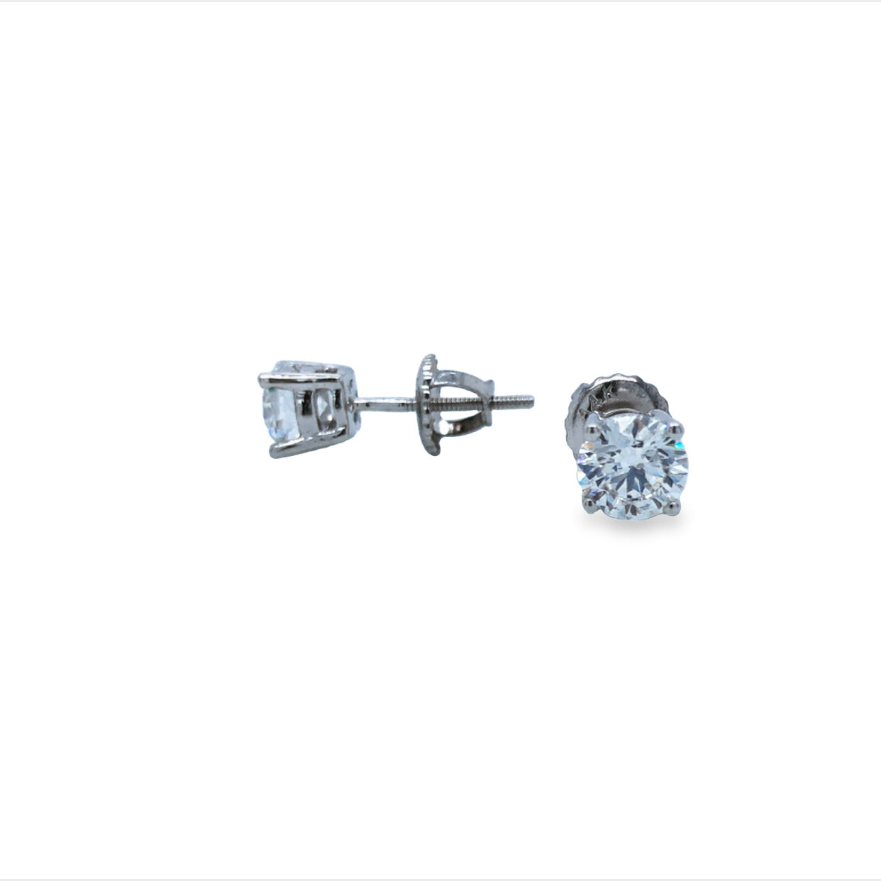 14Ct White Gold Lab Grown Diamond Stud Earrings TDW 1.00CT