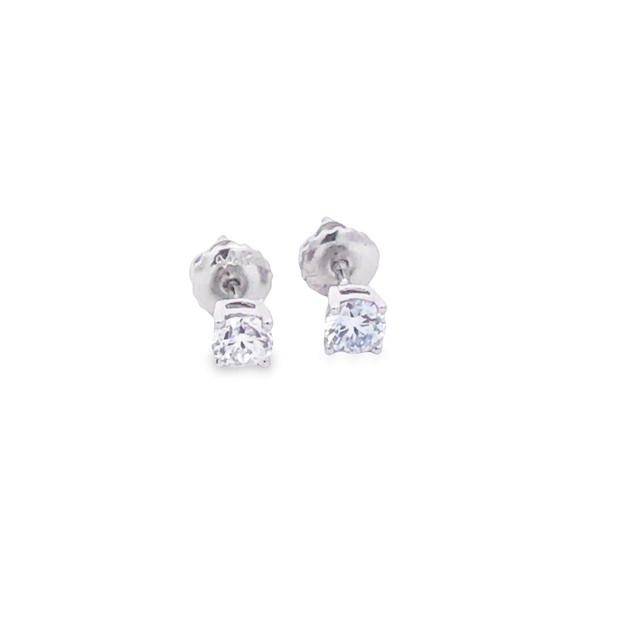 14Ct White Gold LAB GROWN Diamond Soiltaire Stud Earrings Set With A 0.25Ct E VS Has Cert. TDW=0.50CT