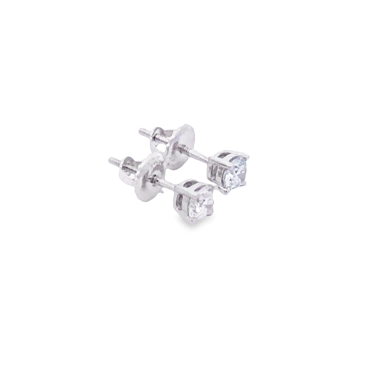 14Ct White Gold LAB GROWN Diamond Soiltaire Stud Earrings Set With A 0.25Ct E VS Has Cert. TDW=0.50CT