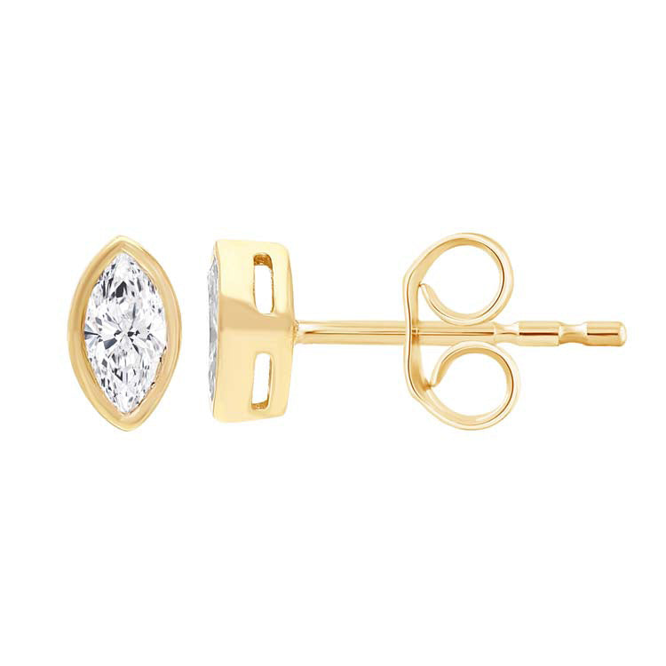 9ct Yellow Gold 0.20Ct F Vs Marquise Shaped Lab Grown Diamond Stud Earrings
