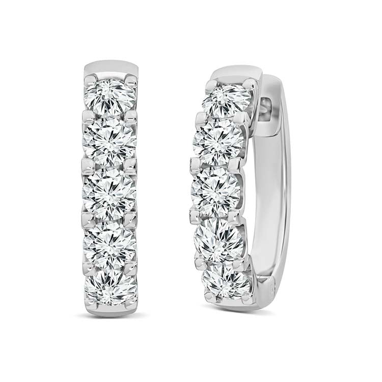 9Ct White Gold 1.00Ct F Vs2 Lab Grown Diamond Hoop Earings