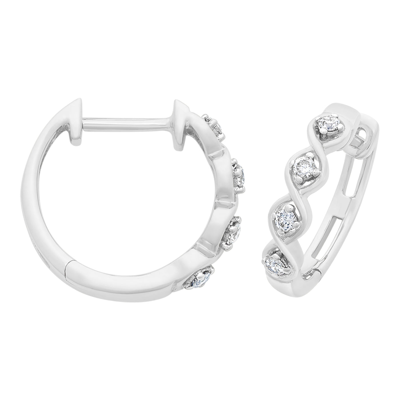 9Ct White Gold 0.09Ct Diamond Huggie Earrings