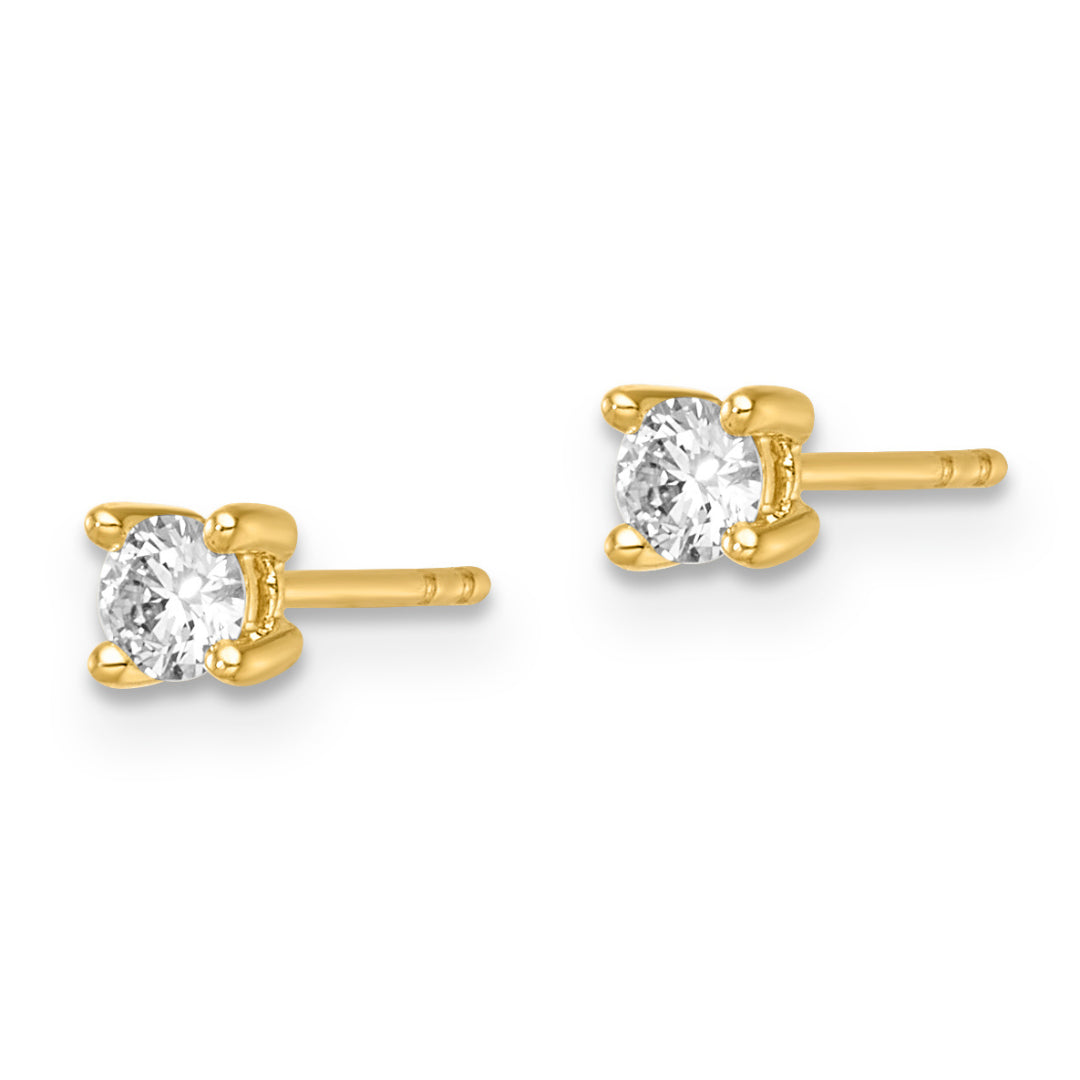 9K Yellow Gold Lab Grown Diamond 4 Claw Stud Earrings Tdw 0.26Ct F Vs
