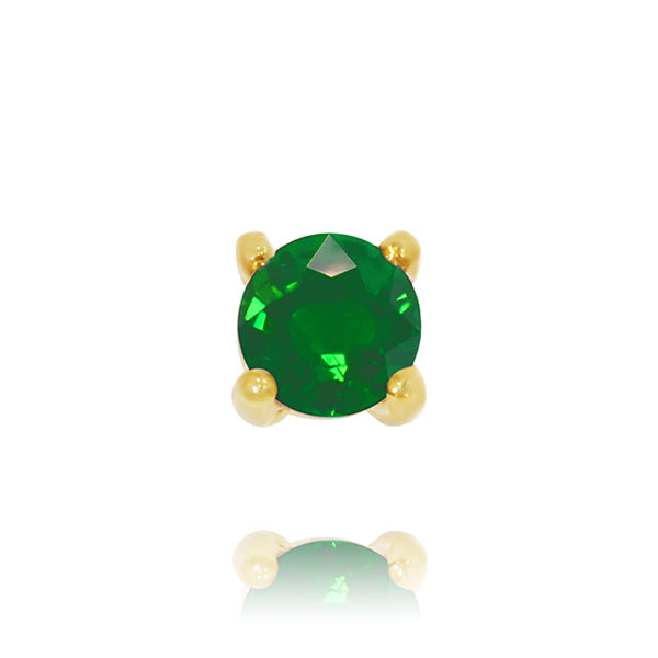 9Ct Yellow Gold Natural Emerald Stud Earrings With Round Emerald 4 Claw Set