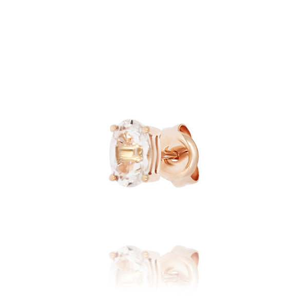 9 carat rose gold oval morganite 4 claw set stud earrings