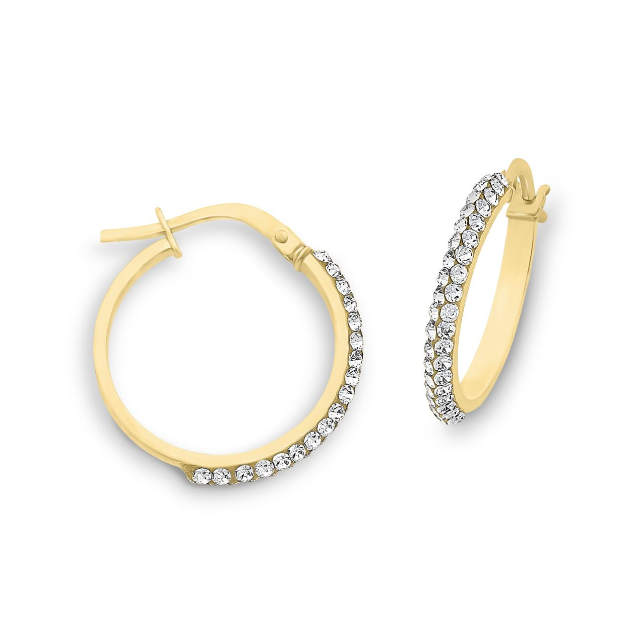 Yellow Gold Silver Filled Crystal Hoops