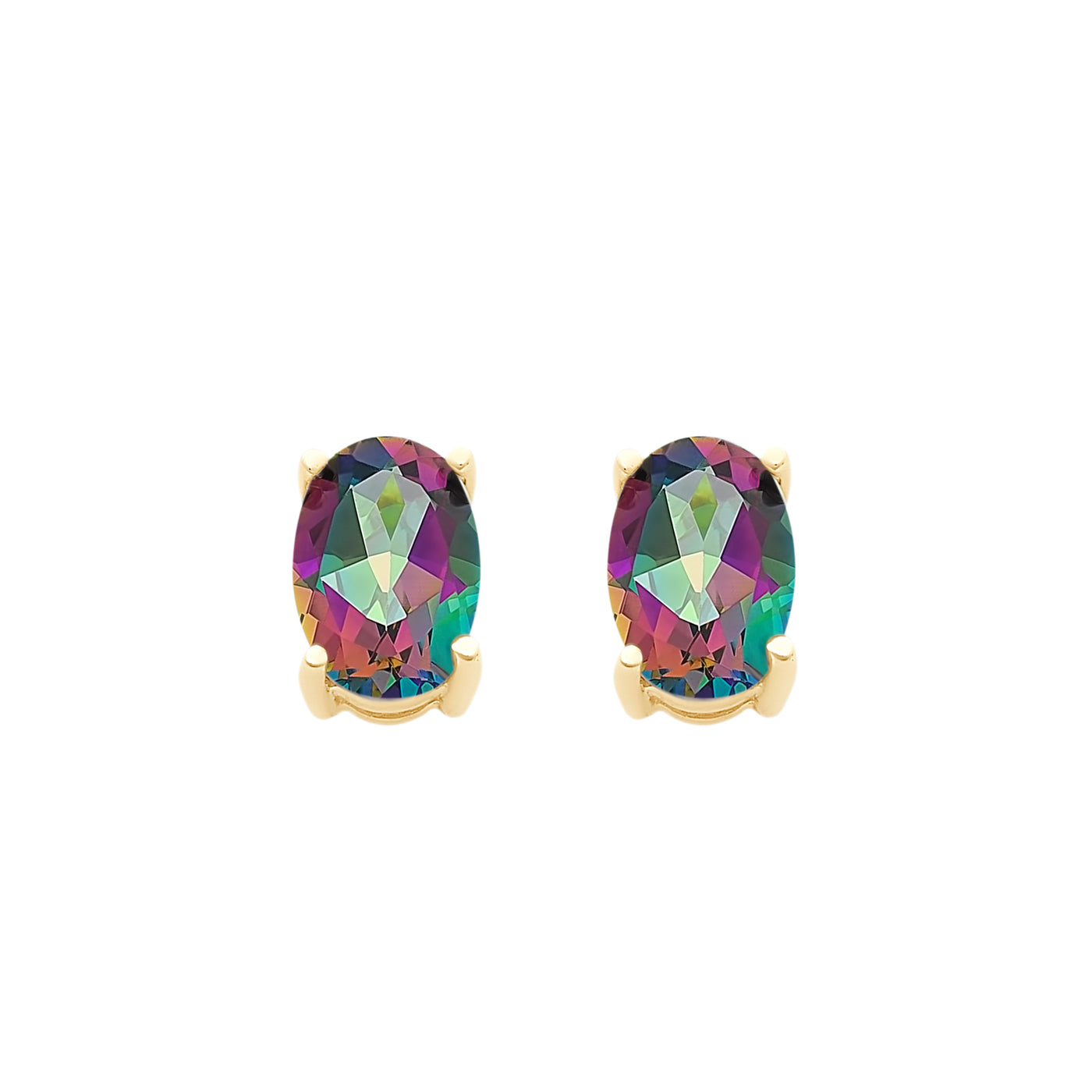 Yellow Gold Mystic Topaz Studs