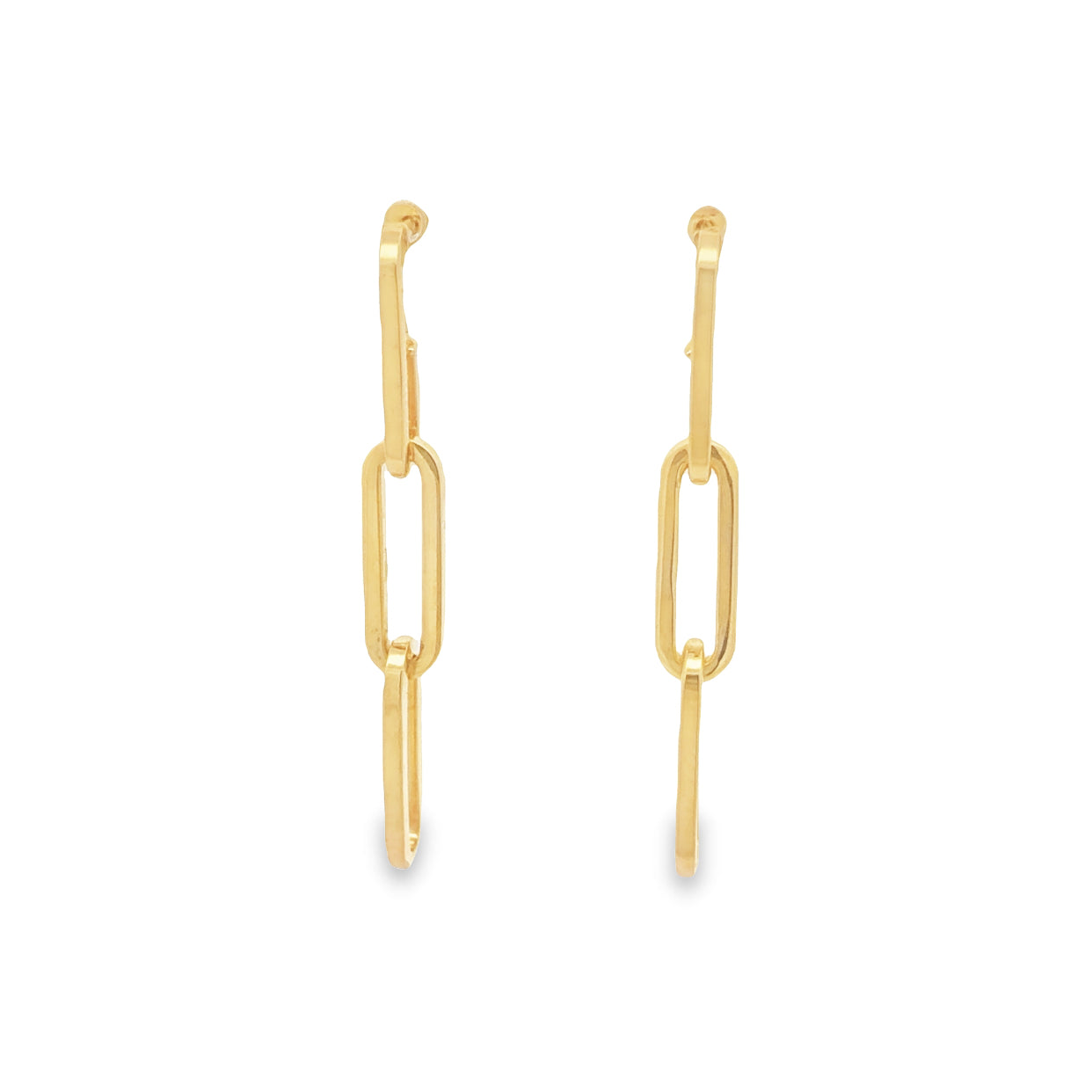 9Ct Yellow Gold Silver Filled Long Link Drop Earrings