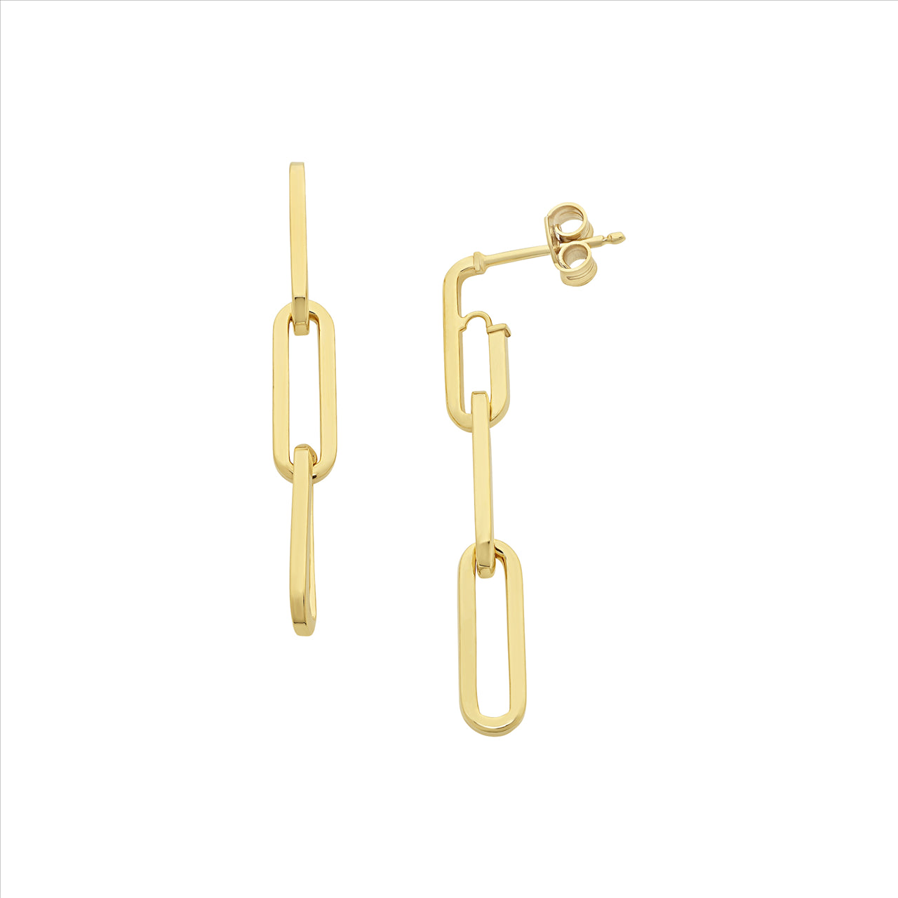 9Ct Yellow Gold Silver Filled Long Link Drop Earrings
