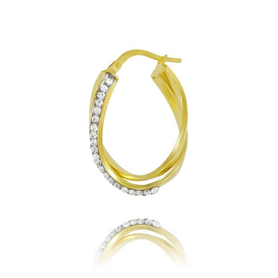 Gold Silver Filled Crystal Oval Twist Hoops