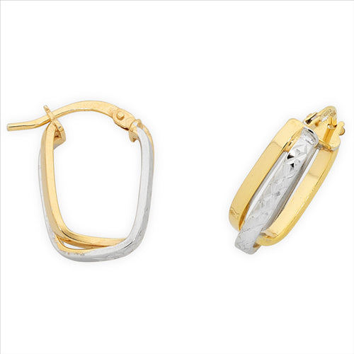 9Ct Gold 2 Tone Silver Filled Hoops.