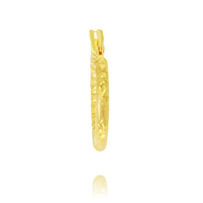 9Ct Yellow Gold Silver Filled Faceted 15Mm Hoop Earrings
