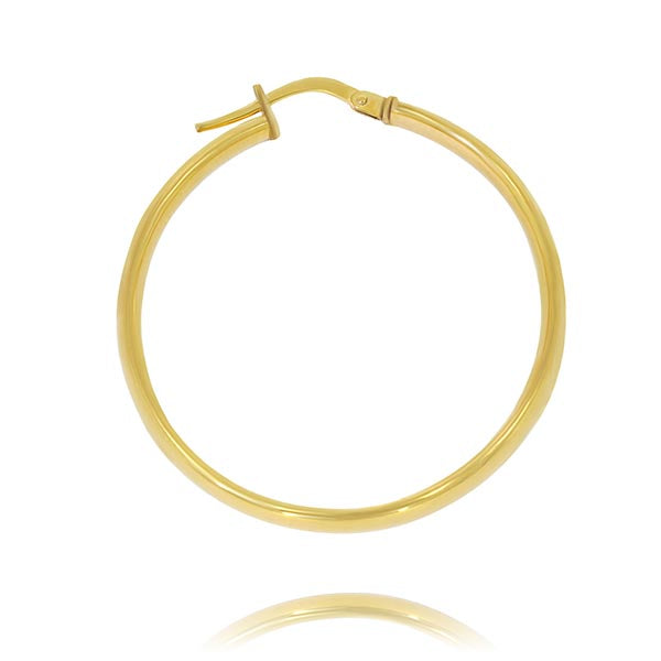 9Ct Yellow Gold Silver Filled Wide 30Mm Hoop Earrings