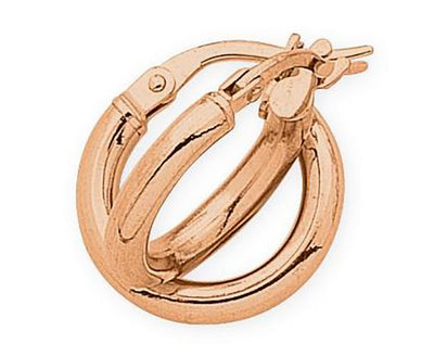 9Ct Rose Gold Silver Filled Plain Tube Hoop Earring - 10Mm I.D