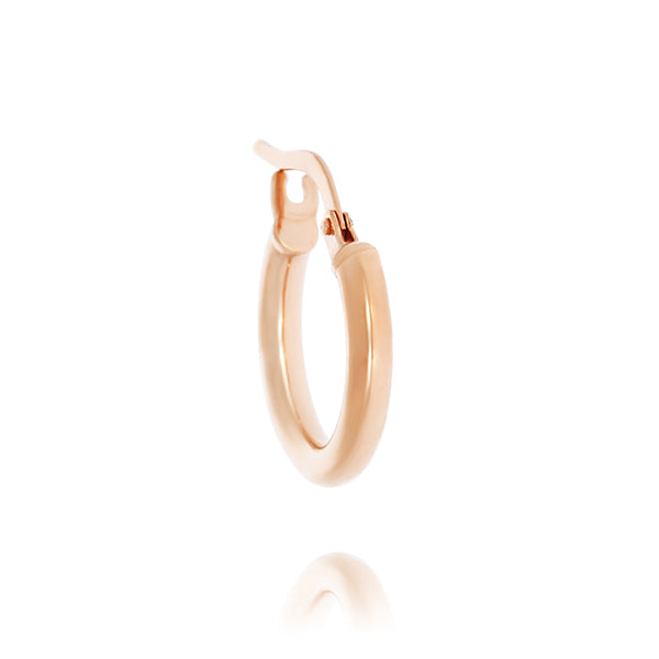 9Ct Rose Gold Silver Filled Plain Tube Hoop Earring - 10Mm I.D