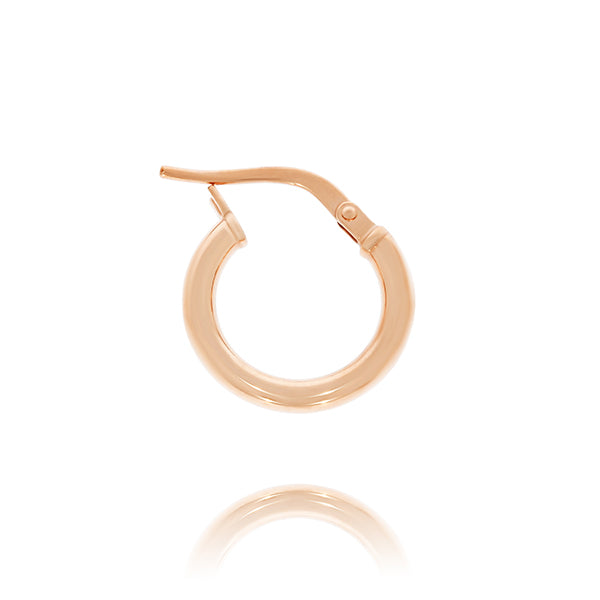 9Ct Rose Gold Silver Filled Plain Tube Hoop Earring - 10Mm I.D
