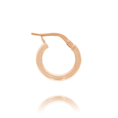 9Ct Rose Gold Silver Filled Plain Tube Hoop Earring - 10Mm I.D