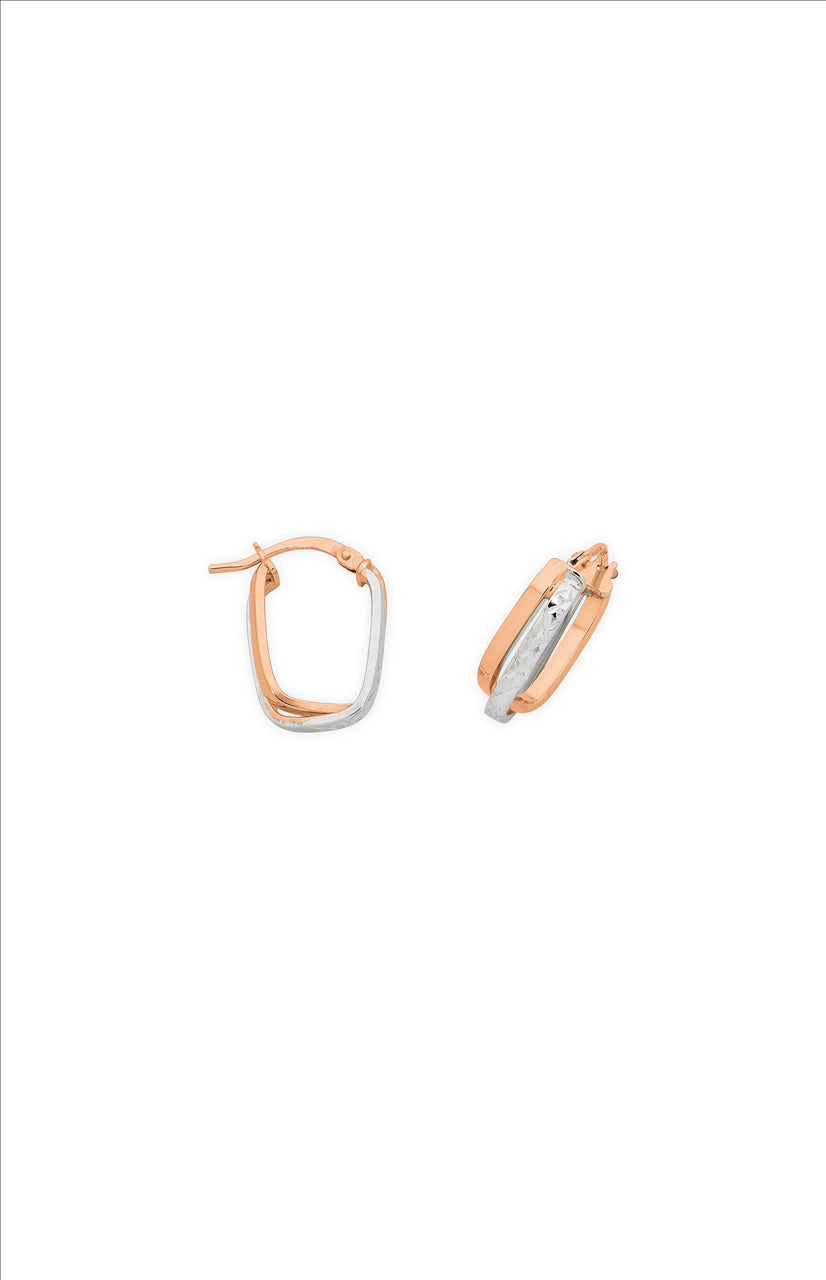 9Ct Rose Gold Silver Filled 2 Tone Hoop Earrings