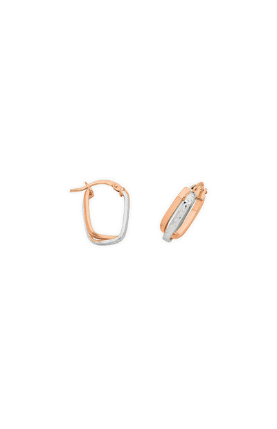 9Ct Rose Gold Silver Filled 2 Tone Hoop Earrings