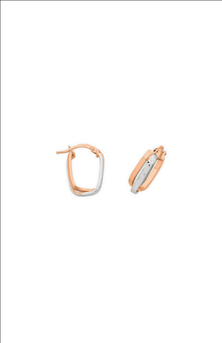 9Ct Rose Gold Silver Filled 2 Tone Hoop Earrings