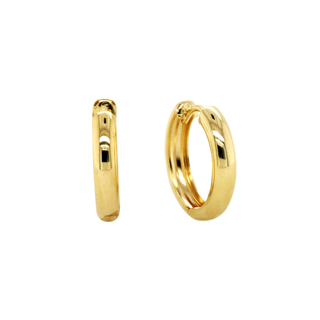 9Ct Yellow Gold Silver Bonded Plain Huggie Earrings