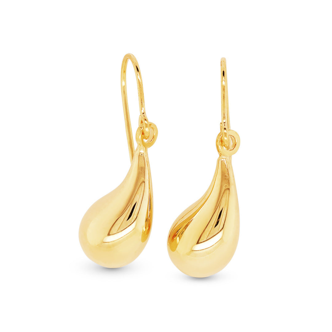 9Ct Yellow Gold Bonded Teardrop Earrings With Shephooks