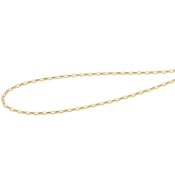 9Ct Yellow Gold SILVER FILLED Oval Belcher Link Necklace With Parrot Clasp 45Cm