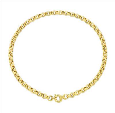 9Ct Yellow Gold Silver Filled 45Cm Belcher Chain With Euro Clasp