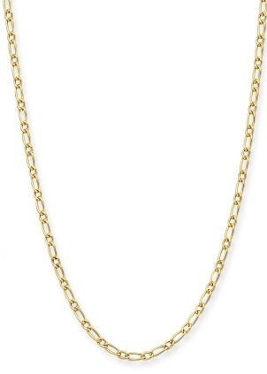 9 carat yellow gold silver filled 1+1 figaro adjustable chain - 40cm (plus 10cm extension)